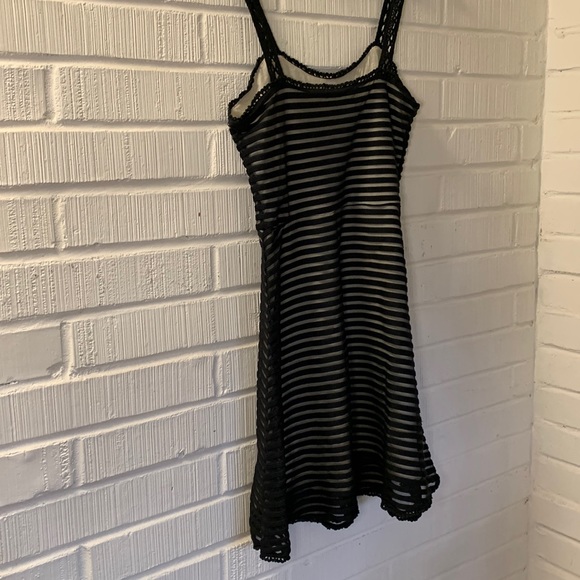 Free People Sheer Black Striped Dress Sweet Lace Details Nude Lining Small - Picture 9 of 13